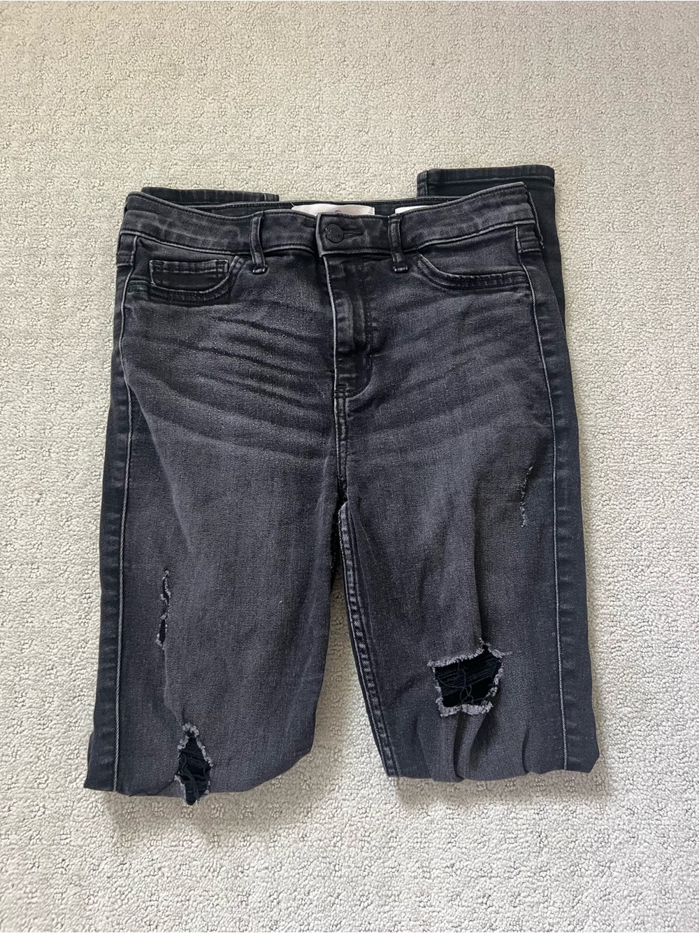 Hollister Washed Black Distressed Ankle Jeans